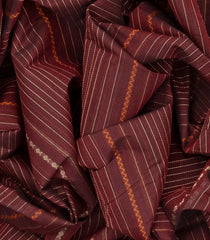 Crimson Handloom Village Cotton Saree With Stripes-Crimson