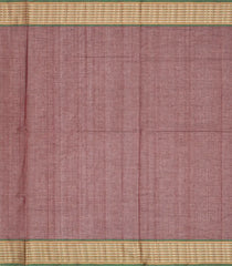 Crimson Handloom Village Cotton Saree With Stripes-Crimson