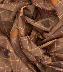 Beige Handloom Village Cotton Saree With Checks-Beige