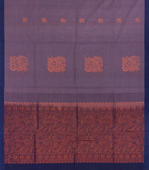 Lilac Handloom Village Cotton Saree With Floral Motifs-Lilac