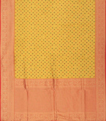 Yellow Blended Pashmina Kani Saree With Floral Motifs & Red Border-Yellow