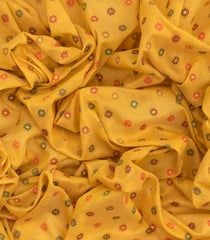 Yellow Blended Pashmina Kani Saree With Floral Motifs & Red Border-Yellow