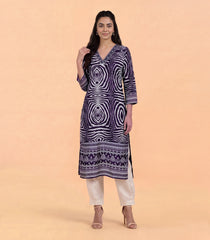 Violet & White Printed Kurta-KR0884