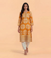 Yellow Ochre Printed Kurta-KR0883