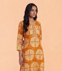 Yellow Ochre Printed Kurta-KR0883