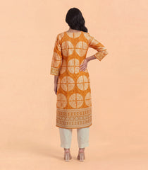 Yellow Ochre Printed Kurta-KR0883
