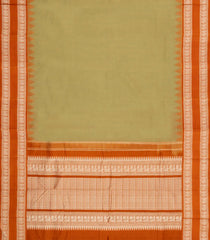 Cardamom Green Handloom Kanchi Cotton Saree With Contrast Silk Border-KC1791