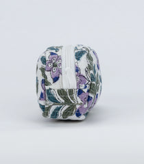 White Cotton Bagru Printed Coin Pouch With Zipper-ACS1068
