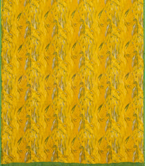 Mustard Woven Pure Chiffon Silk Saree With Printed Floral Motifs