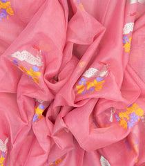 Peach Handloom Kota Silk Saree With Meena Deer Motifs-KO1048