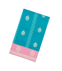 Cyan Woven Blended Aura Saree With Zari Buttas & Zari Border-BL5821