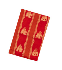 Red & Orange Woven Blended Viscose Saree With Stripes & Elephant Buttas-BL4987