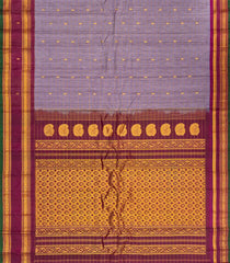 Lilac Handloom Gadwal Silk Cotton Saree With Checks & Buttas-GA0189