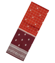 Rust Woven Banarasi Poona Silk Saree With Checks & Buttas-BP1002