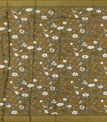 Green Printed Blended Viscose Saree With Kalamkari Pallu-BL5784