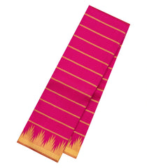 Hot Pink Handloom Kanchipuram Silk Saree With Veldhari Stripes-KA15784