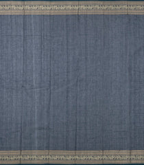 Navy Blue Handloom Kanchi Cotton Saree With Annam Chakaram Motifs-KC1654
