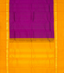 Purple Handloom Korvai Kanchipuram Silk Saree With Mustard Border-KA13078