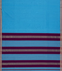 Light Blue Handloom Maheswari Silk Cotton Saree With Contrast Border-SC4185