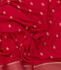 Red Woven Synthetic Dola Silk Saree With Printed Floral Motifs-BL4718