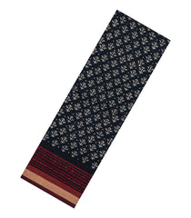 Black Printed Chanderi Cotton Saree With Zari Border-BL5500