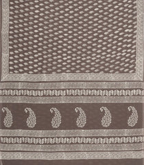Dark Grey Printed Jaipur Cotton Saree With Printed Floral Motifs-JC1784