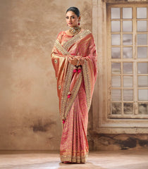 Red Woven Blended Silk Saree With Zircon Border-EN1967