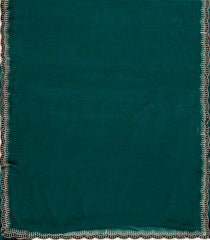 Dark Green Synthetics Moss Crush Saree With Velvet Border -BL5464