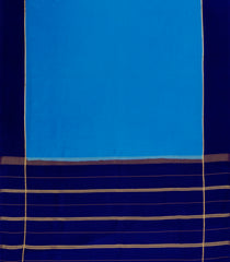 Sky Blue Woven Mysore Silk Saree With Contrast Blue Border-MS3258