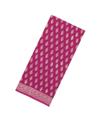 Pink Printed Jaipur Cotton Saree With Floral Motifs-JC1814