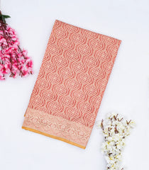 Dusty Pink Handwoven Banarasi Silk Cotton Saree With Floral Motifs