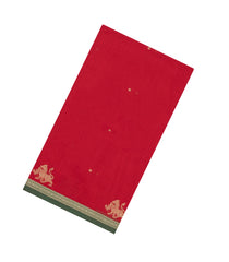 Red Handloom Village Cotton Saree With Buttas-VC1622