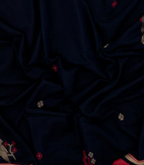 Black Handloom Bengal Cotton Saree With Bird Buttas-BG1567