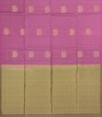 Dusty Pink Handloom Soft Silk Saree With Checks & Contrast Pallu-SO4557