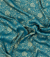 Cyan Woven Mysore Silk Saree With Floral Vine Motifs-MS3348