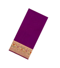 Purple Woven Art Dupion Saree With Meena Floral Border-BL5932
