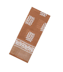 Brown Printed Synthetic Dola Silk Saree With Zari Border-BL5034
