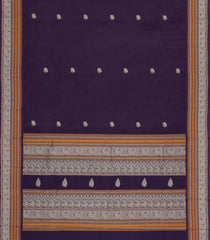 Dark Purple Handloom Kanchi Cotton Saree With Buttas-KC1772