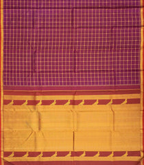 Magenta Handloom Kanchipuram Silk Saree With Zari Checks-KA13170