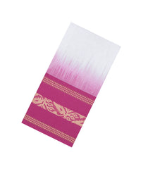 White Handwoven Bengal Cotton Saree With Pink Border-BG1524