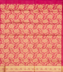 Pink woven Plain Banarasi Silk Saree With Floral Motifs In Border