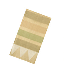 Beige & Green Woven Kora Soft Silk Saree With Stripes -SO4759
