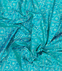 Turquoise Handloom Pochampally Ikat Silk Saree With Tie & Dye Motifs -IK0432