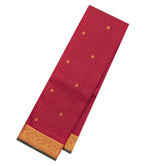 Crimson Handloom Kanchipuram Silk Saree With Checks & Buttas-KA14705