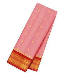 Peach Handloom Gadwal Silk Saree With Buttas & Contrast Border-GA0479