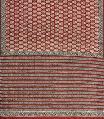 Crimson Printed Jaipur Cotton Saree With Floral Motifs-JC1870