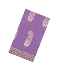 Lavender Printed Synthetic Dola Silk Saree With Zari Stripes & Border-SY0398