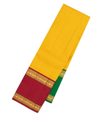 Yellow Handloom Korvai Kanchipuram Silk Saree With Ganga Jamuna Border-KA15890