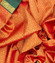 Red Handloom Korvai Kanchipuram Silk Saree With Annam Motifs-KA13443