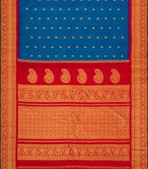Blue Handloom Gadwal Silk Saree With Buttas & Contrast Border-GA0335